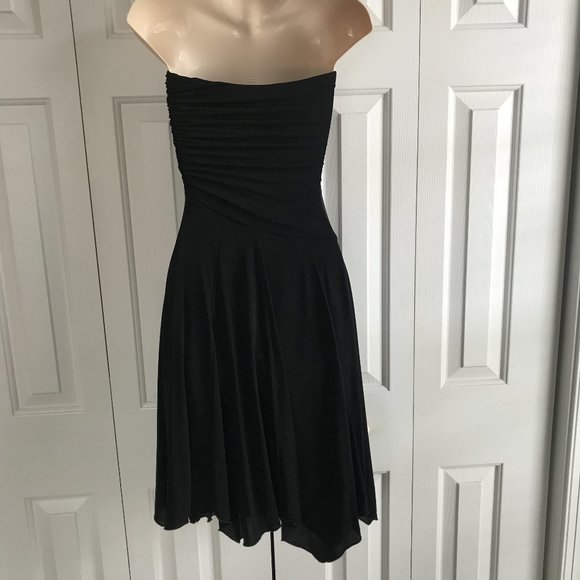BEBE Strapless Stretchy Black Dress - Sz S - Picture 5 of 11